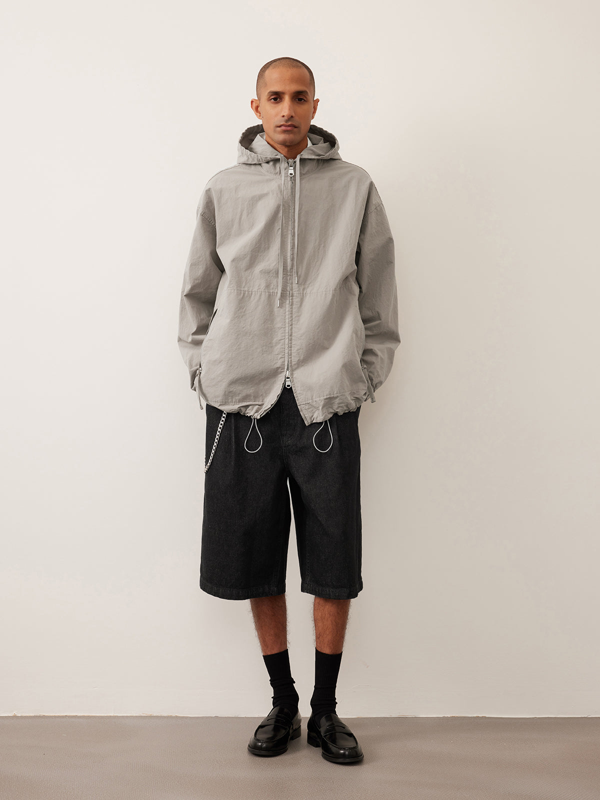 Hooded cotton zip-up jacket