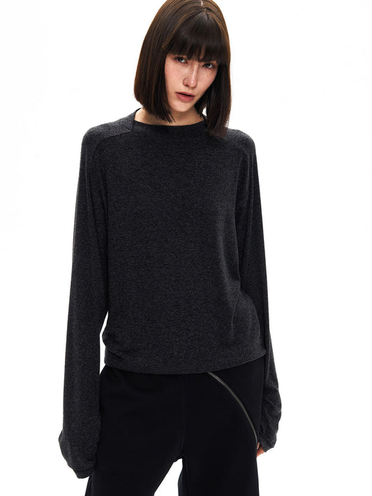 Raglan Sleeve Deconstructed Neck T-Shirt