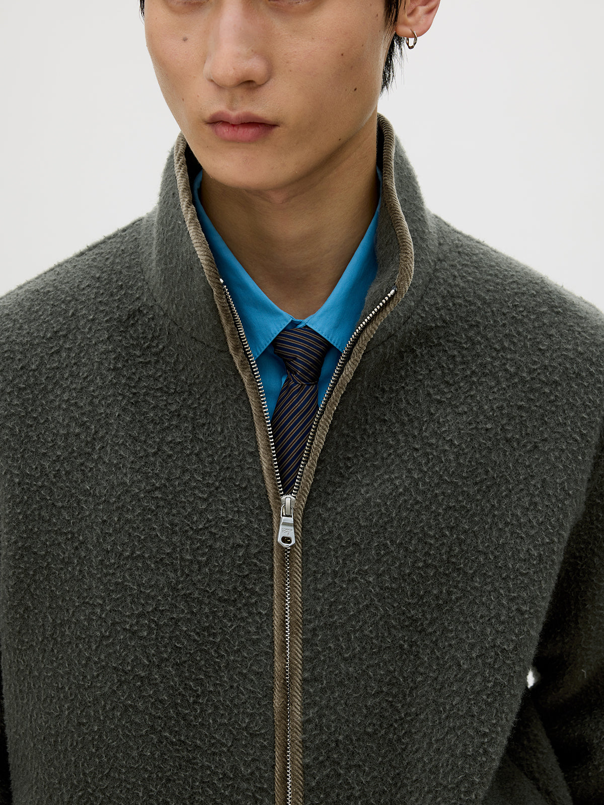 Color Block Zipper Casual Jacket