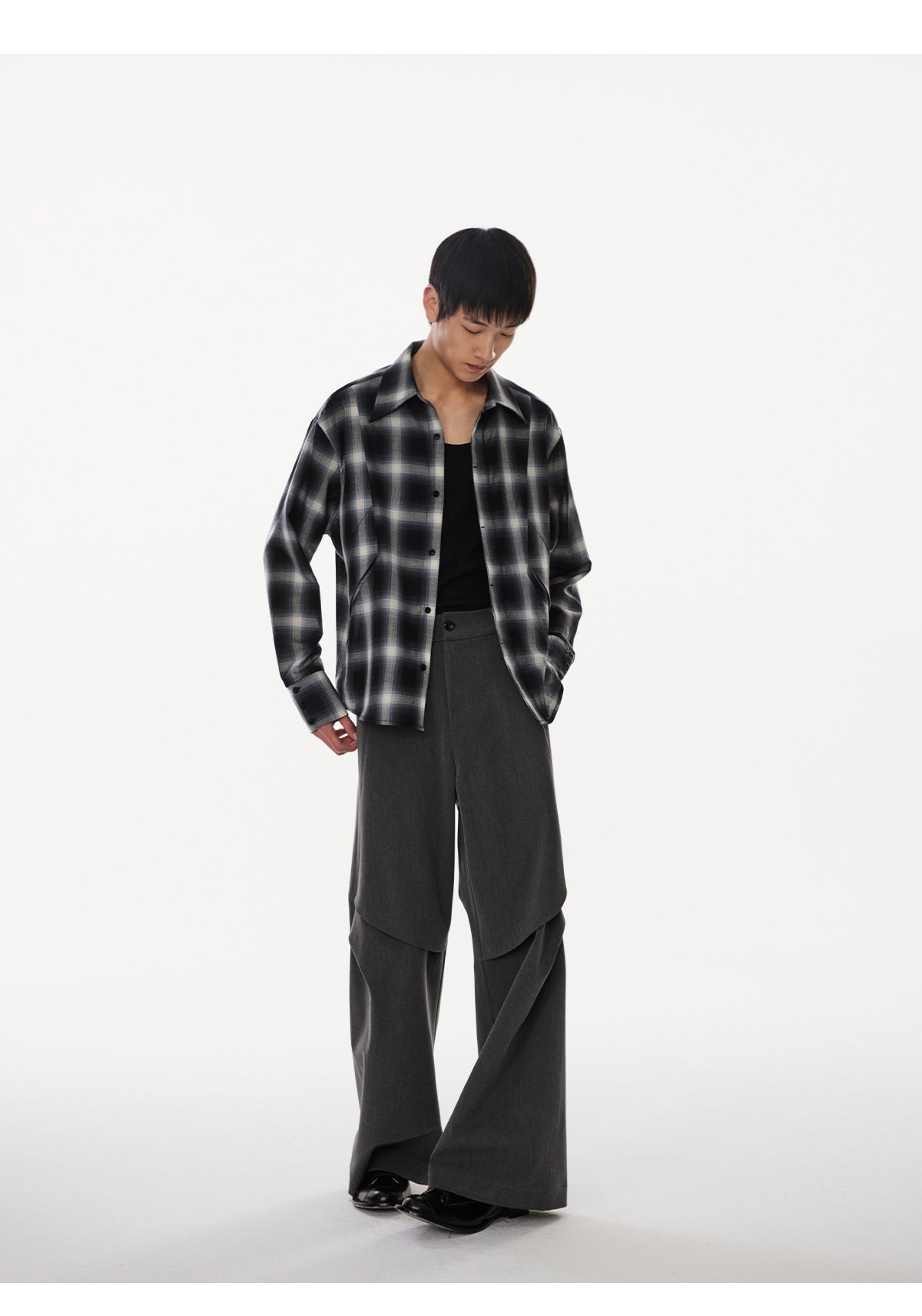 Imported Gradient Check Long-Sleeved Shirt