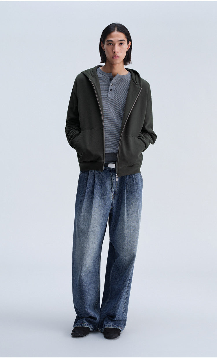 Short-Sleeve Hooded Zip-Up Sweatshirt
