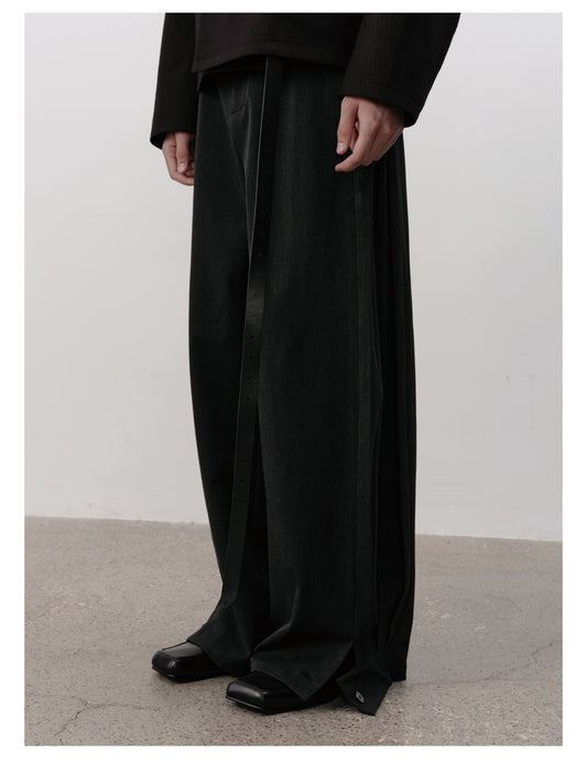 Side-Pleated Casual Pants