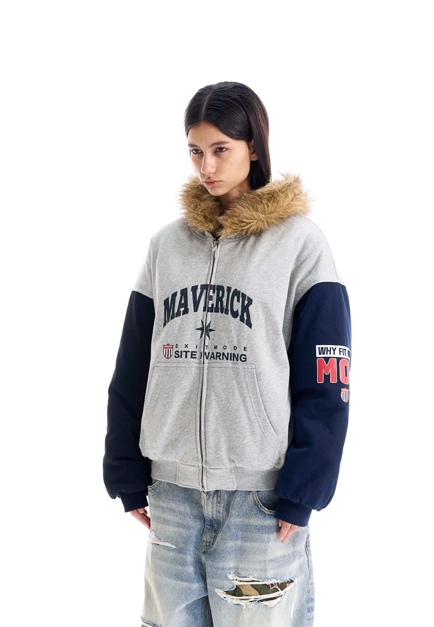 Fur Collar Print Cotton Jacket