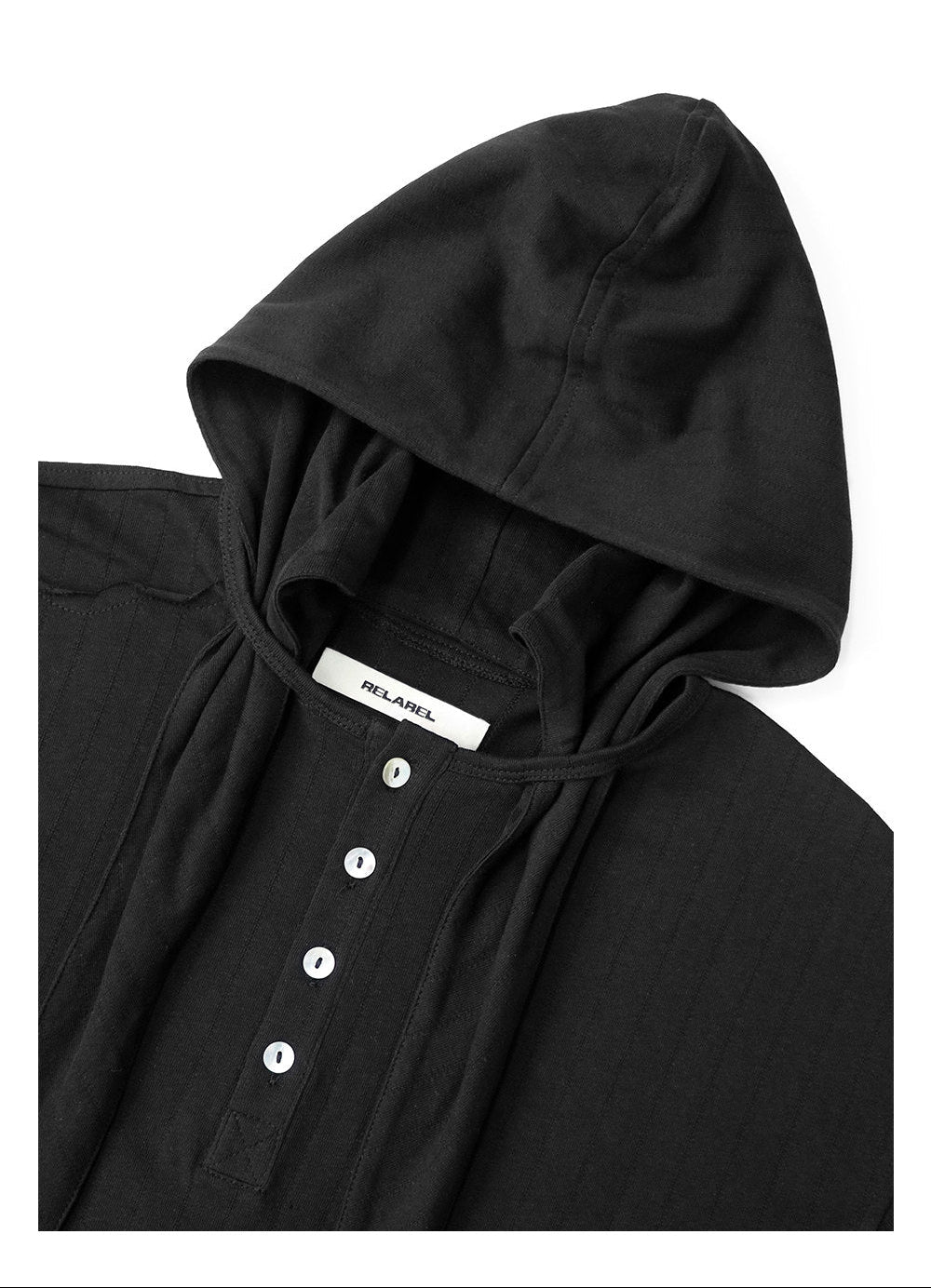 Hooded Henley-neck T-shirt