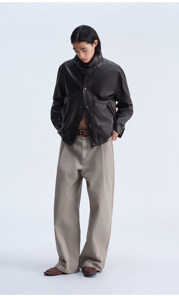 Casual Loose-Fit Harrington Jacket with Double Collar