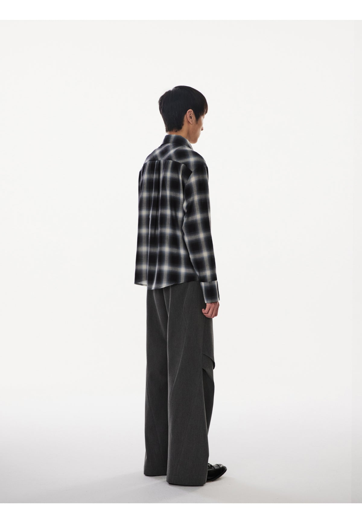Imported Gradient Check Long-Sleeved Shirt