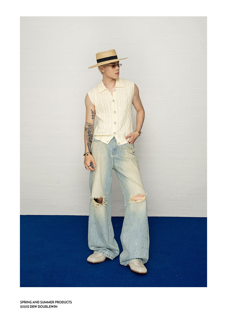 Lapel knit vest