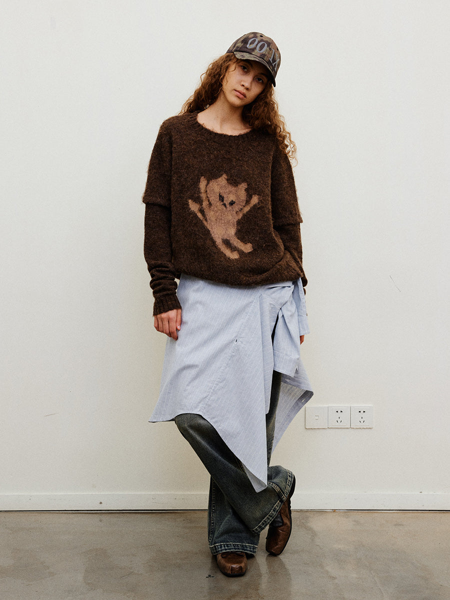 Patchwork Crew Neck Sweater