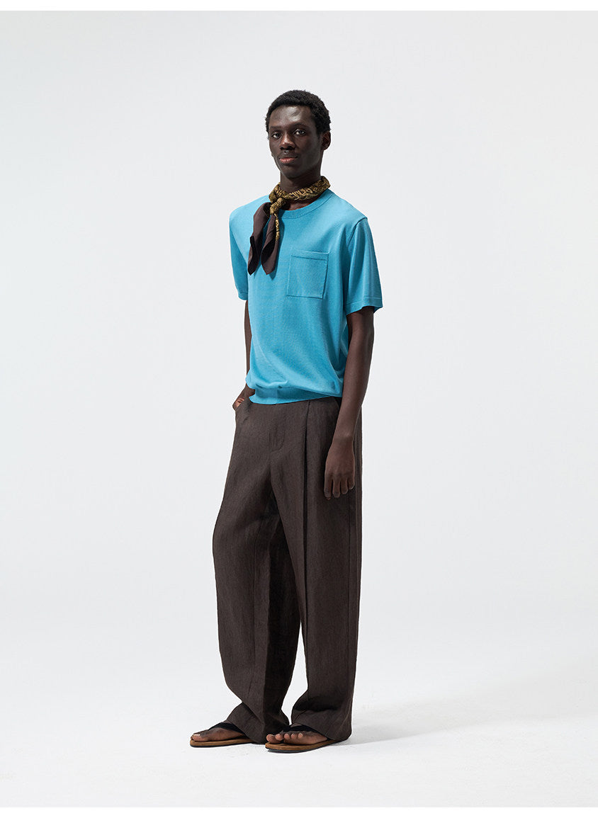 Pocket Crew-Neck Knit Shirt