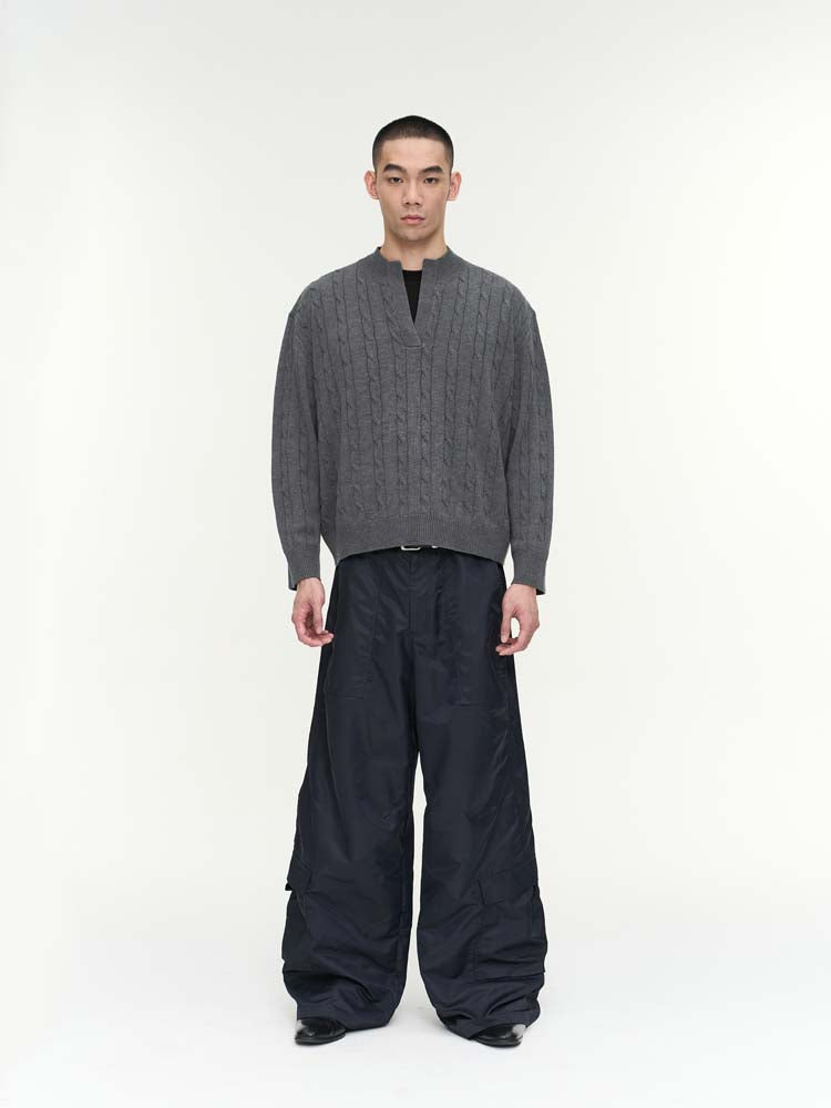 Nylon loose silhouette casual pants