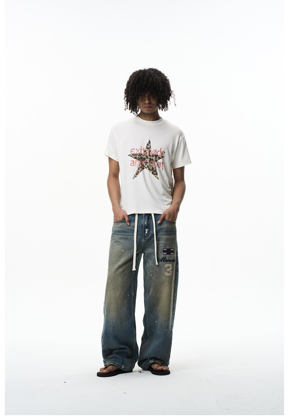 Mad Dye Splash Ink Embroidered Jeans