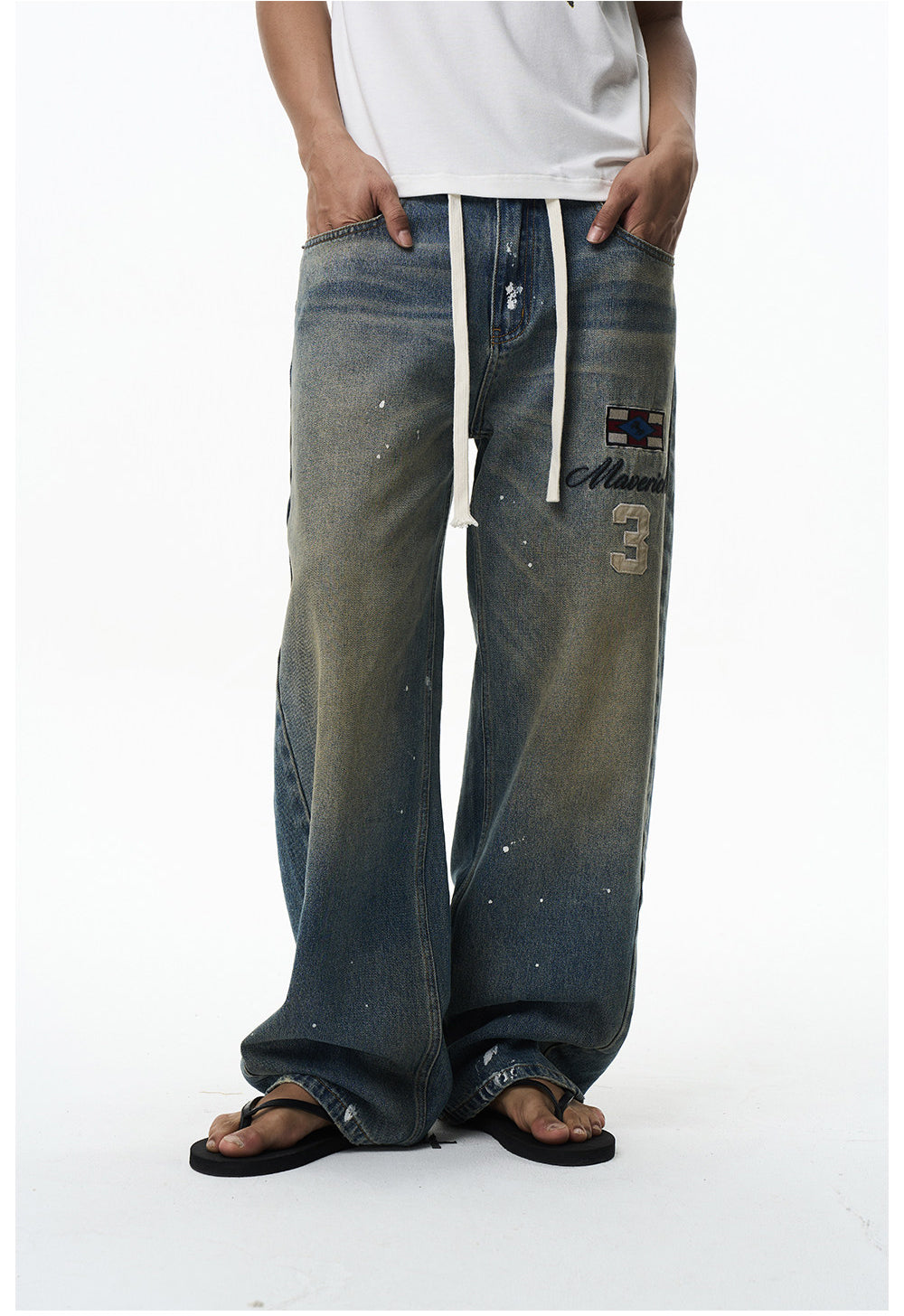 Mad Dye Splash Ink Embroidered Jeans