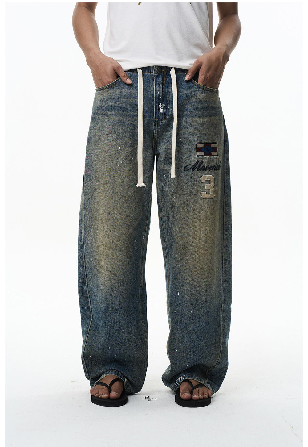 Mad Dye Splash Ink Embroidered Jeans
