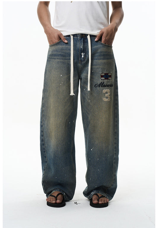 Mad Dye Splash Ink Embroidered Jeans