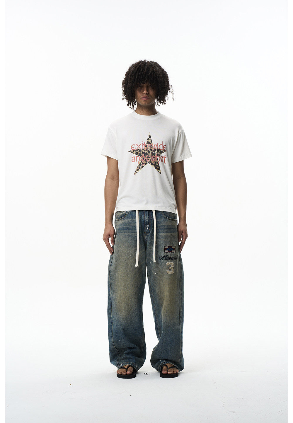 Mad Dye Splash Ink Embroidered Jeans