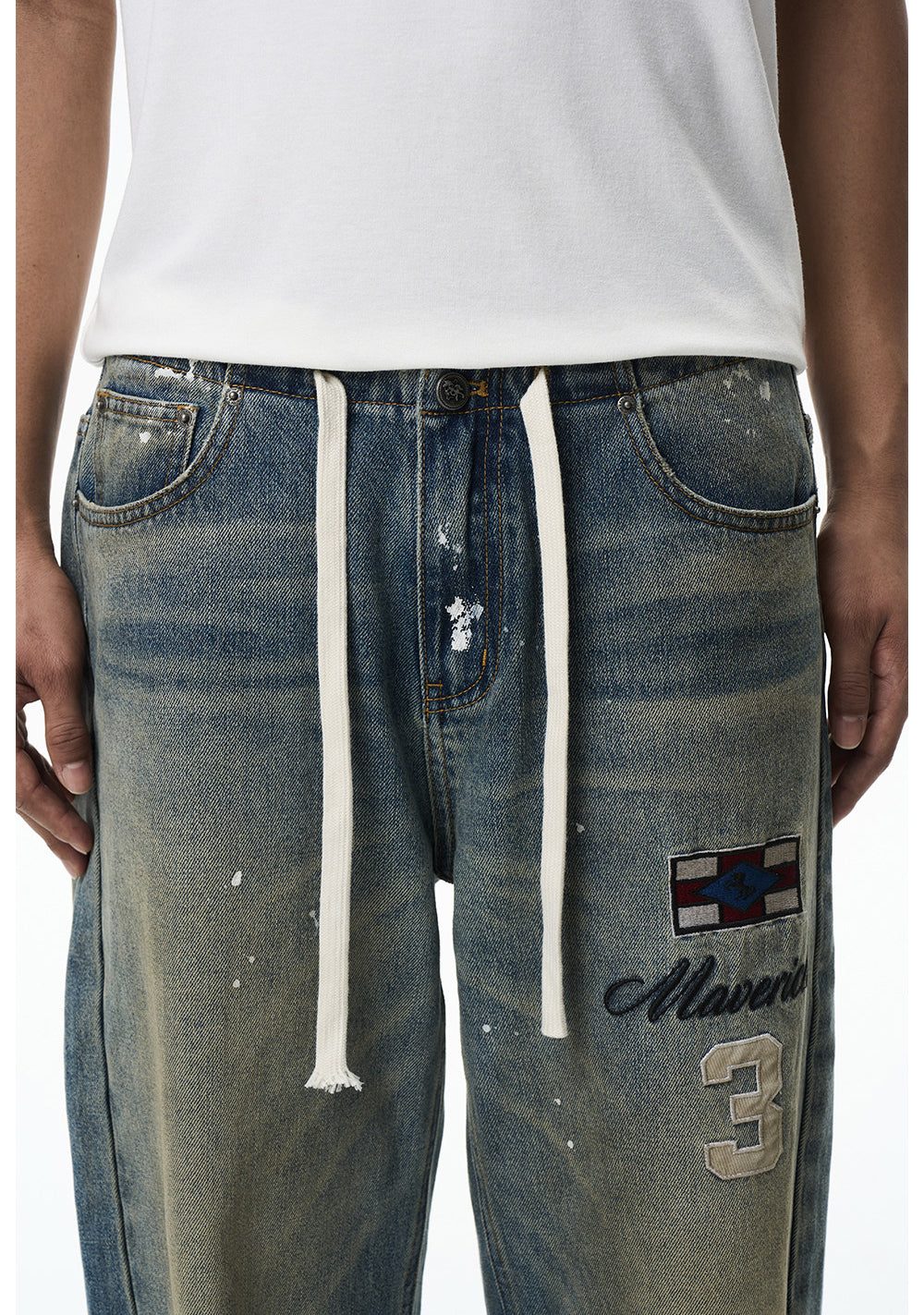 Mad Dye Splash Ink Embroidered Jeans