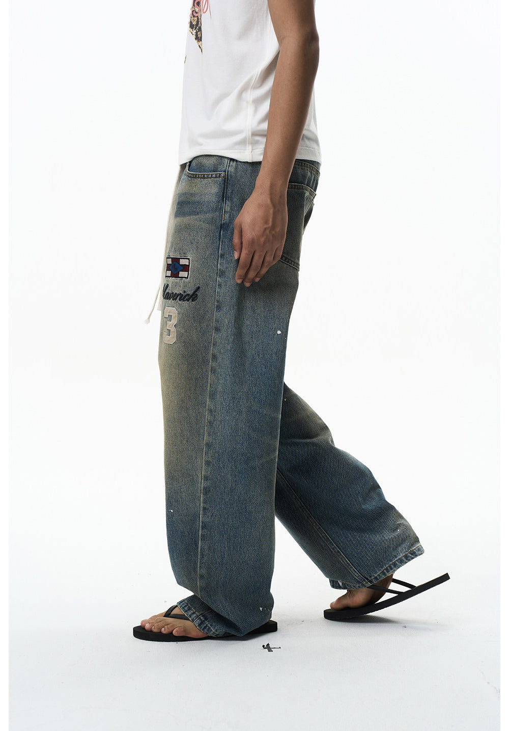 Mad Dye Splash Ink Embroidered Jeans