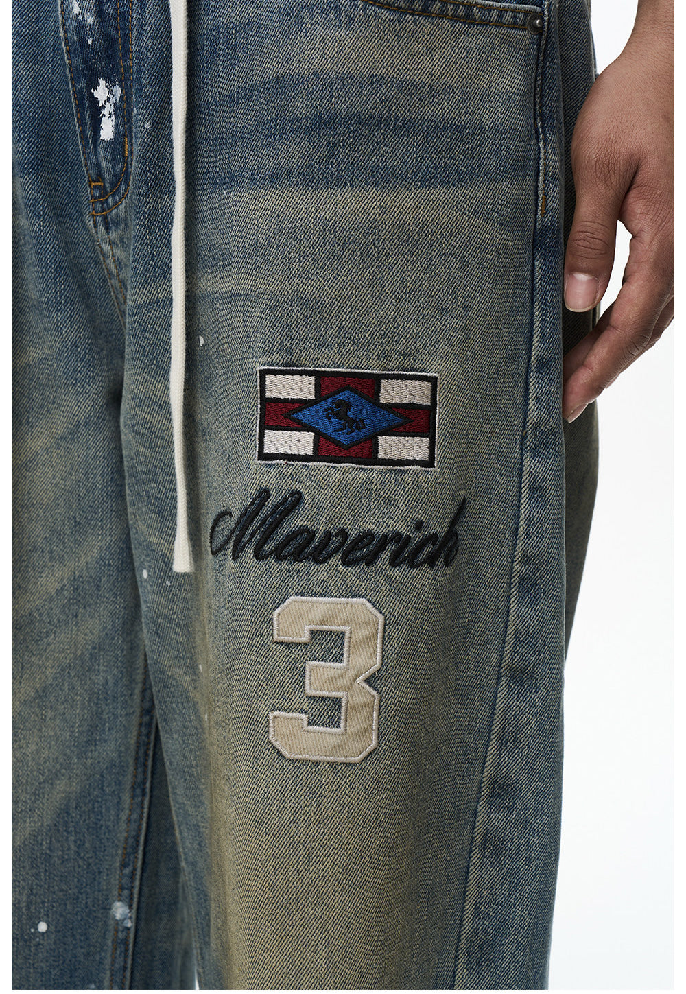 Mad Dye Splash Ink Embroidered Jeans