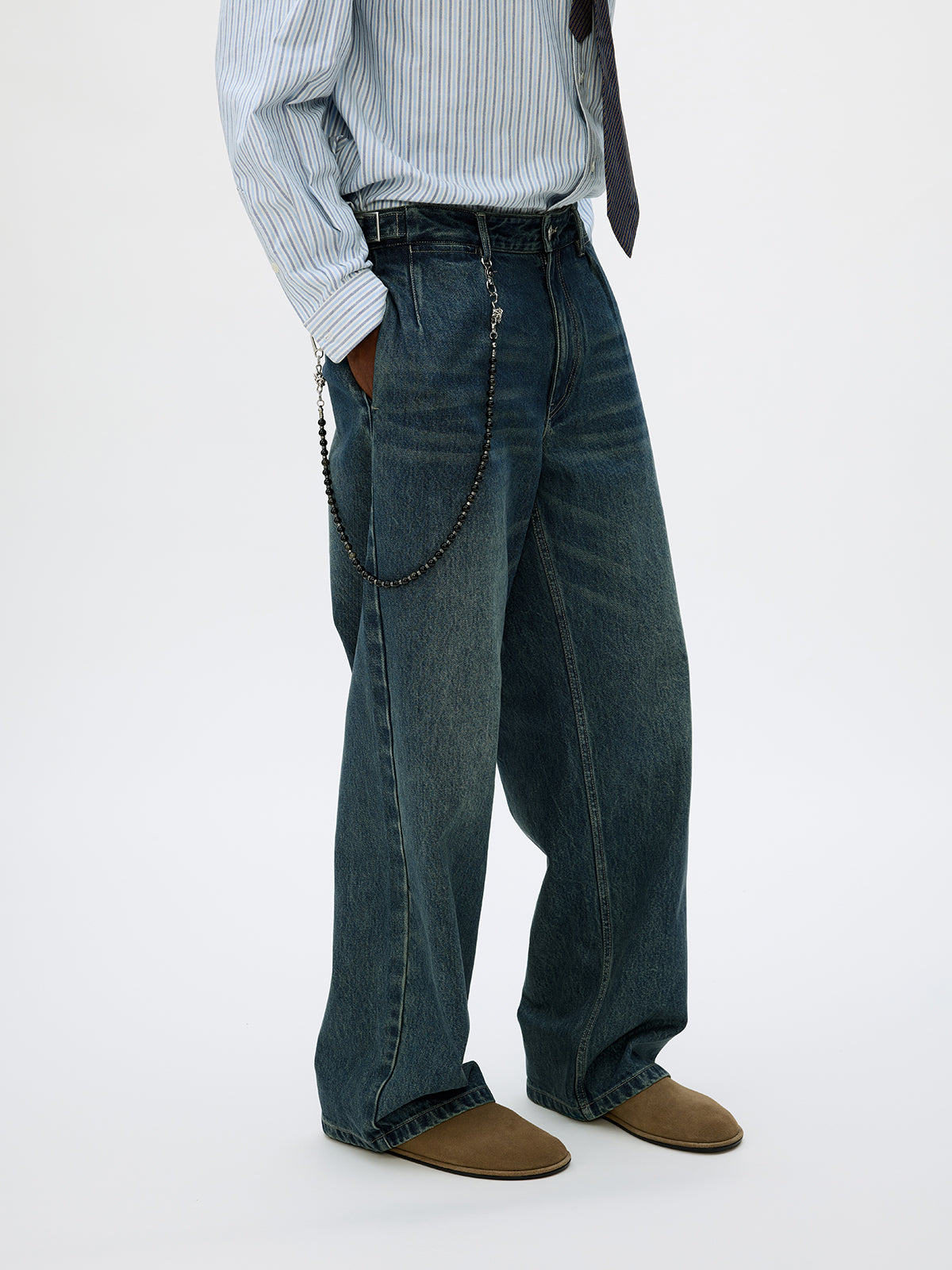 Loose Straight Leg Denim Pants