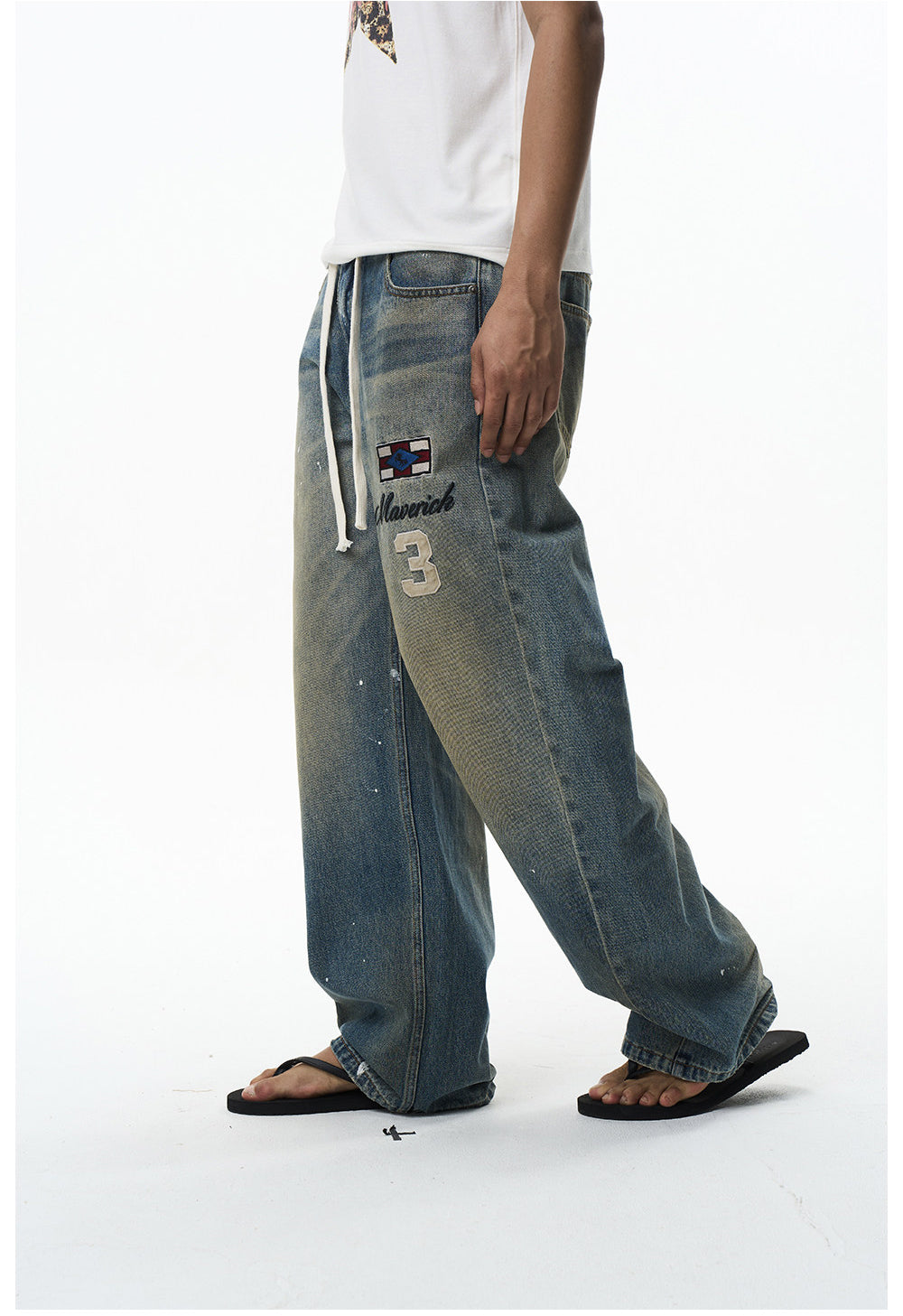 Mad Dye Splash Ink Embroidered Jeans