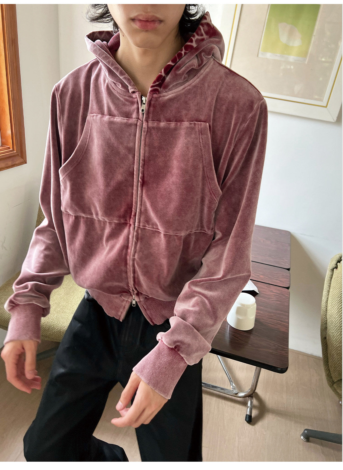 Wax-Dyed Jacket with Velvet Hood