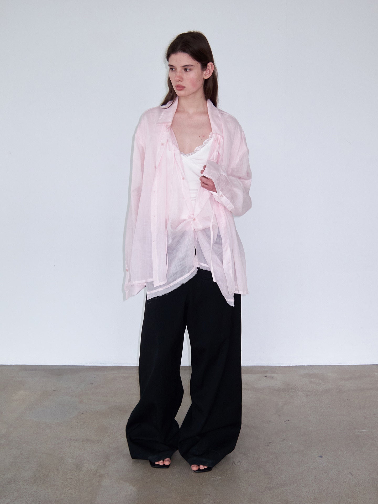 Faux Two-Piece Sheer Shirt