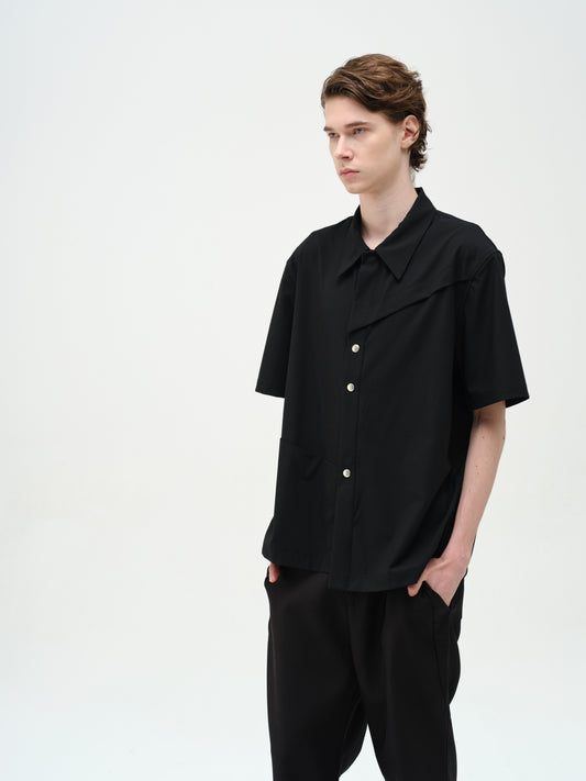 Loose-fit Asymmetrical Snap-Button Shirt