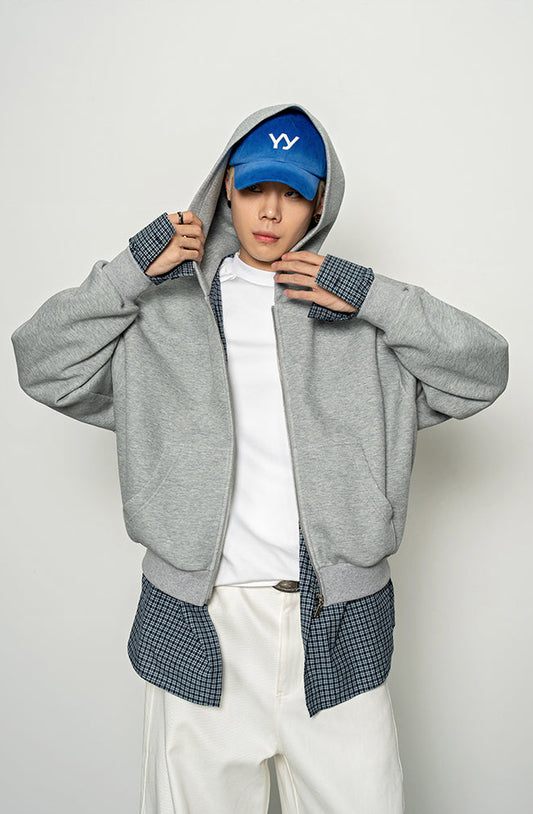 Checkered Pattern Faux Two-Piece Sweatshirt