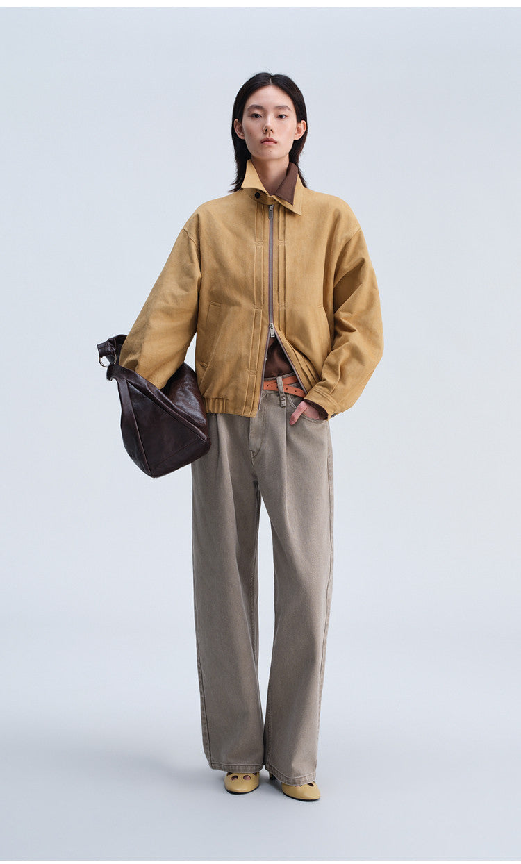 Single-Tuck Denim Pants