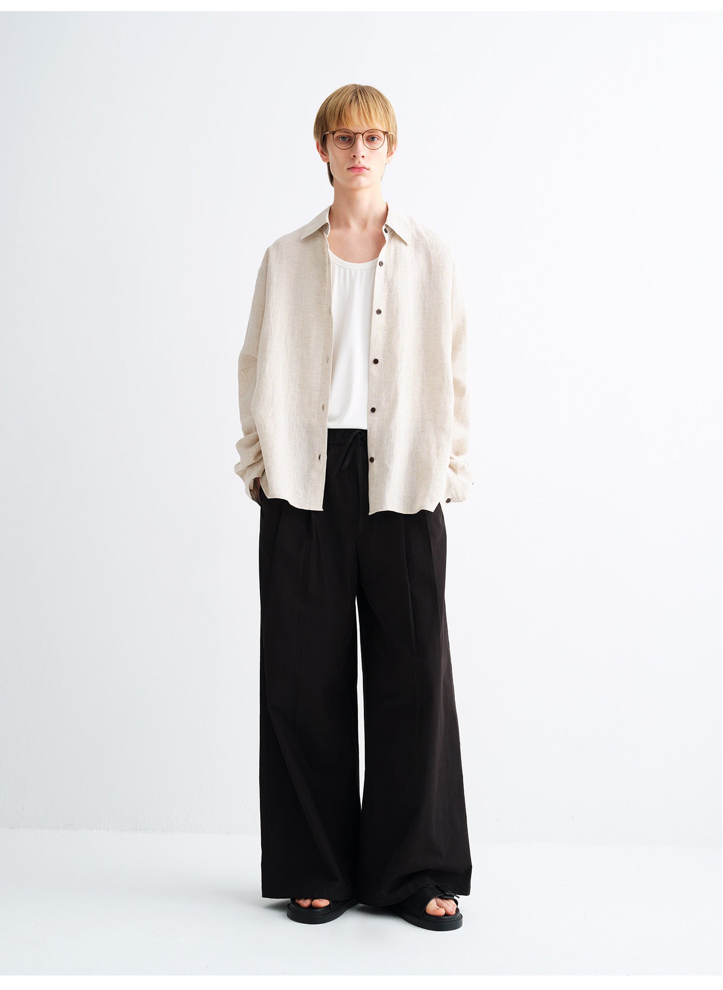 Casual Pants with Elastic Waist and Wide Legs