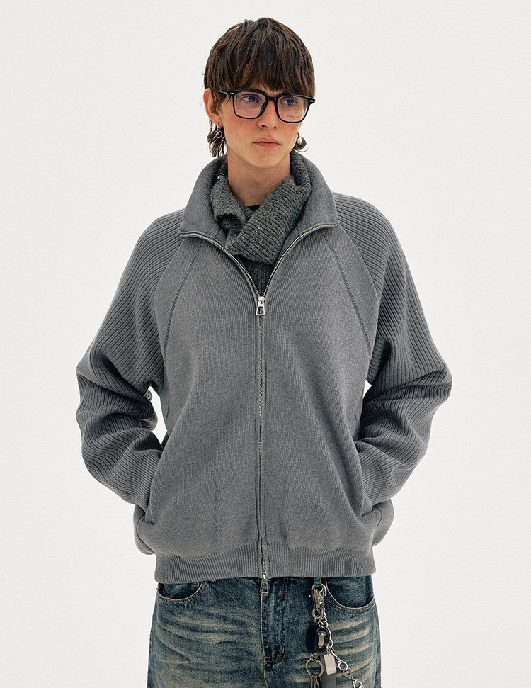 Stand Collar Knit Jacket