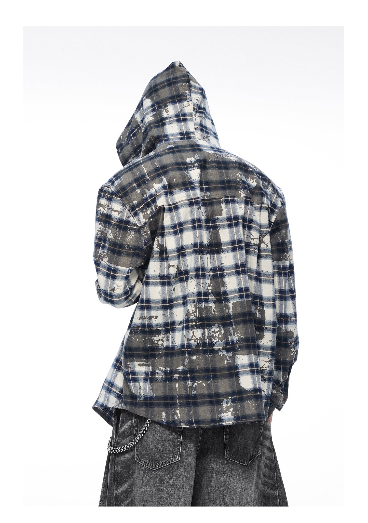 Plaid Splash Hooded Shirt