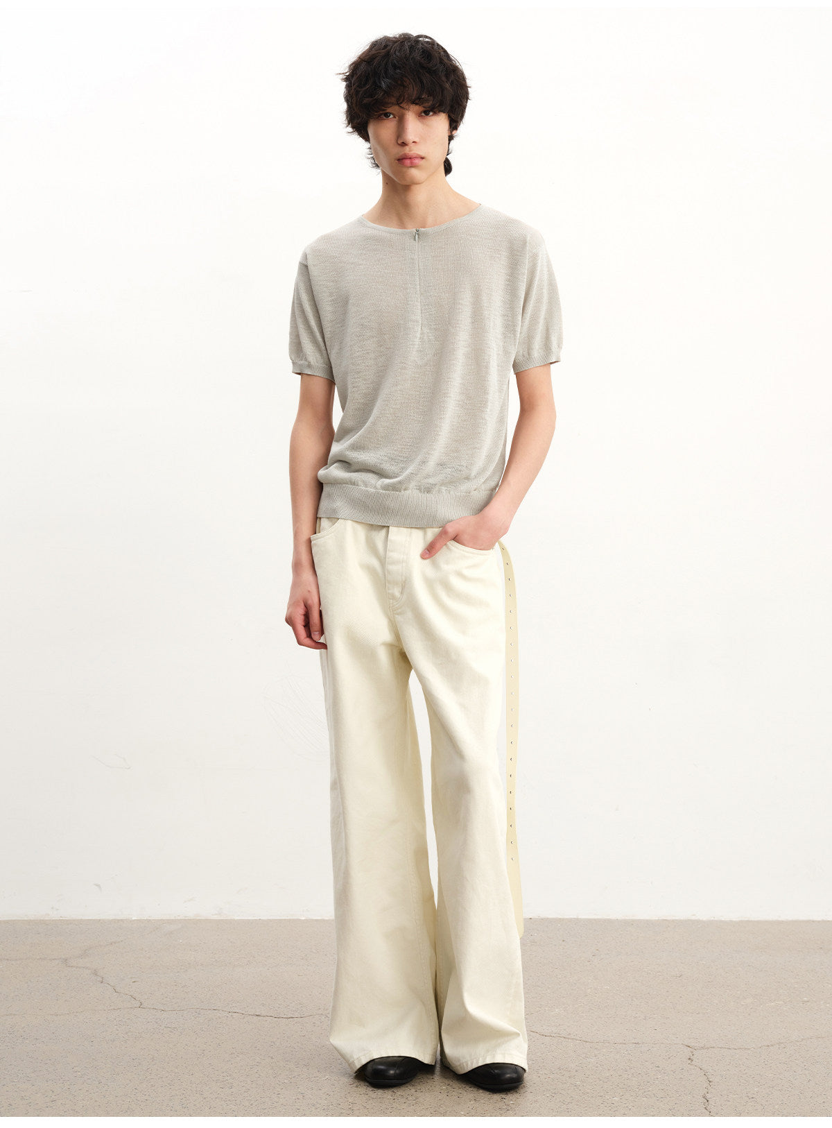 Semi-sheer Half-Zip Shirt