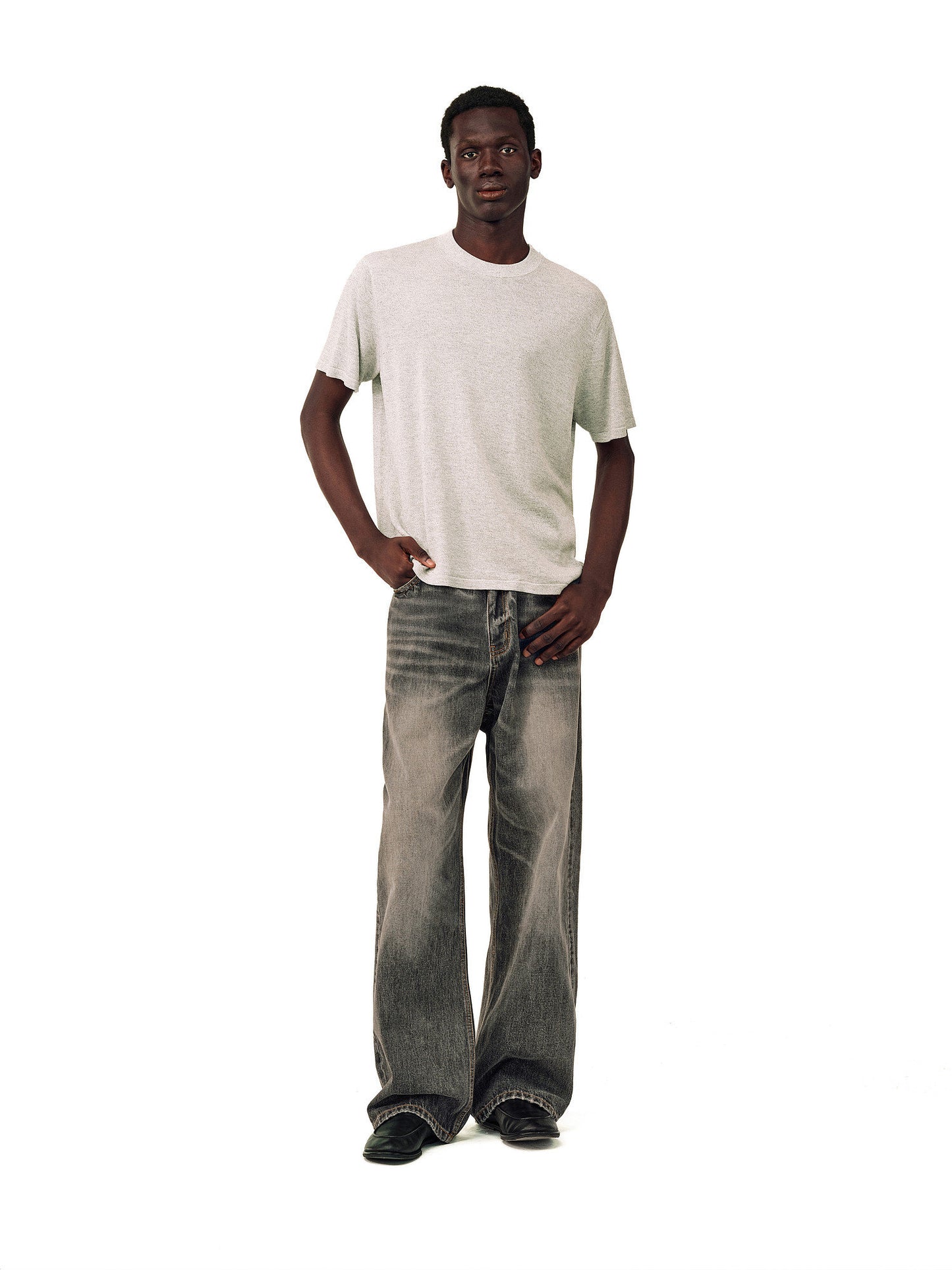 Unwashed denim pants