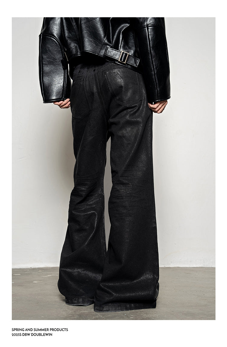 Waxed Glitter Bootcut Jeans