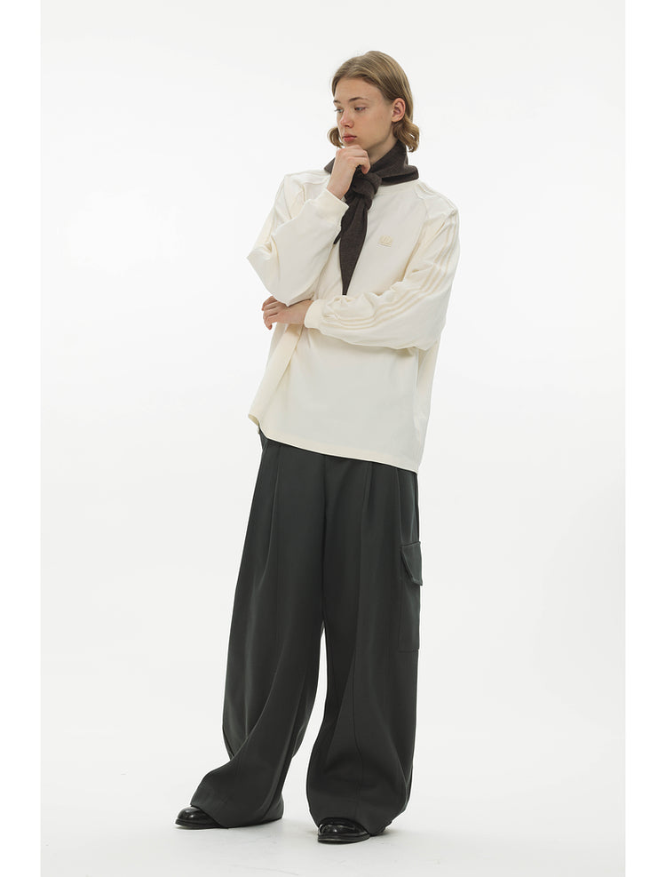 Draped Silhouette Wide Leg Pants