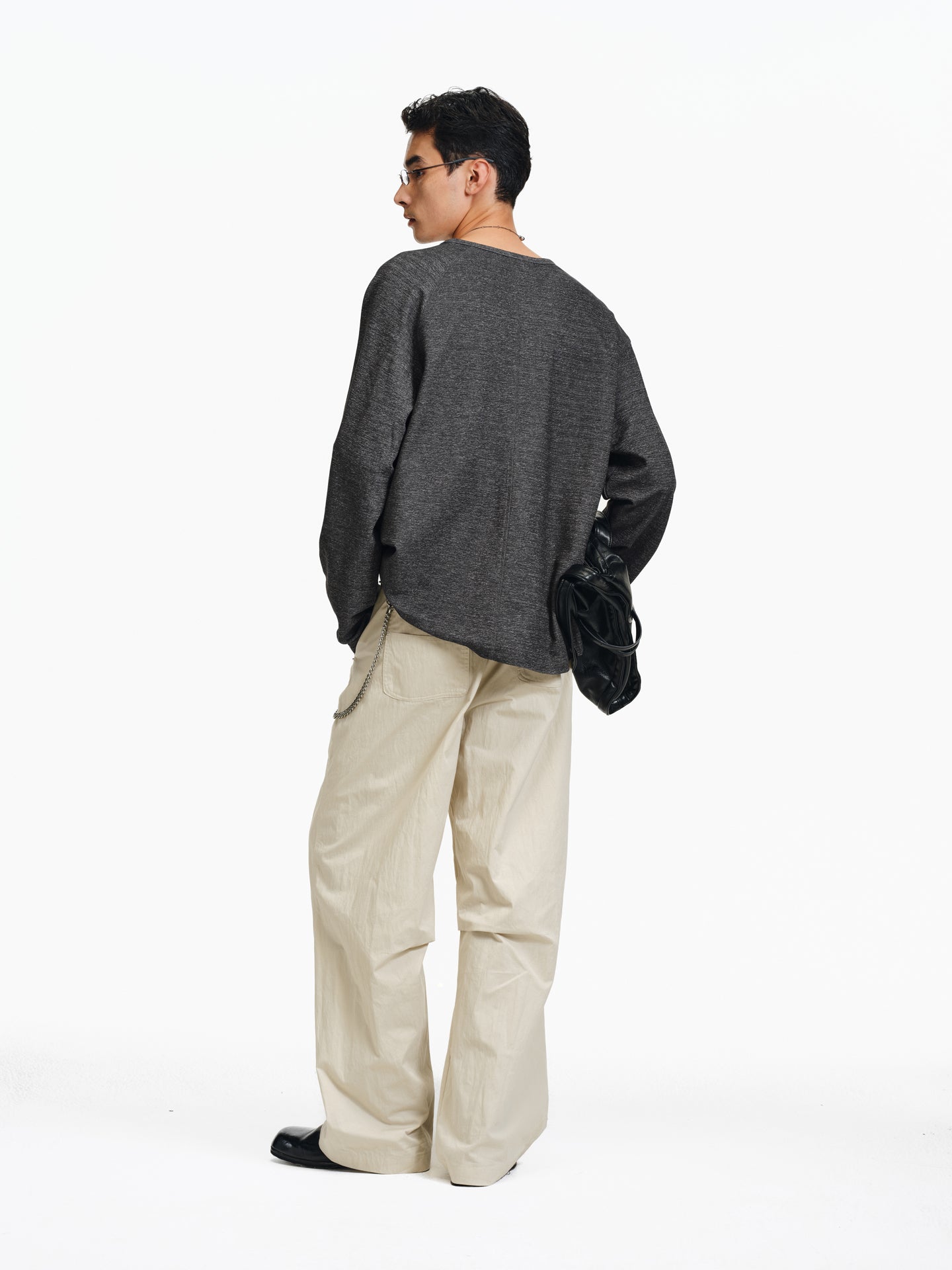 Henry Collar Diagonal Button T-Shirt