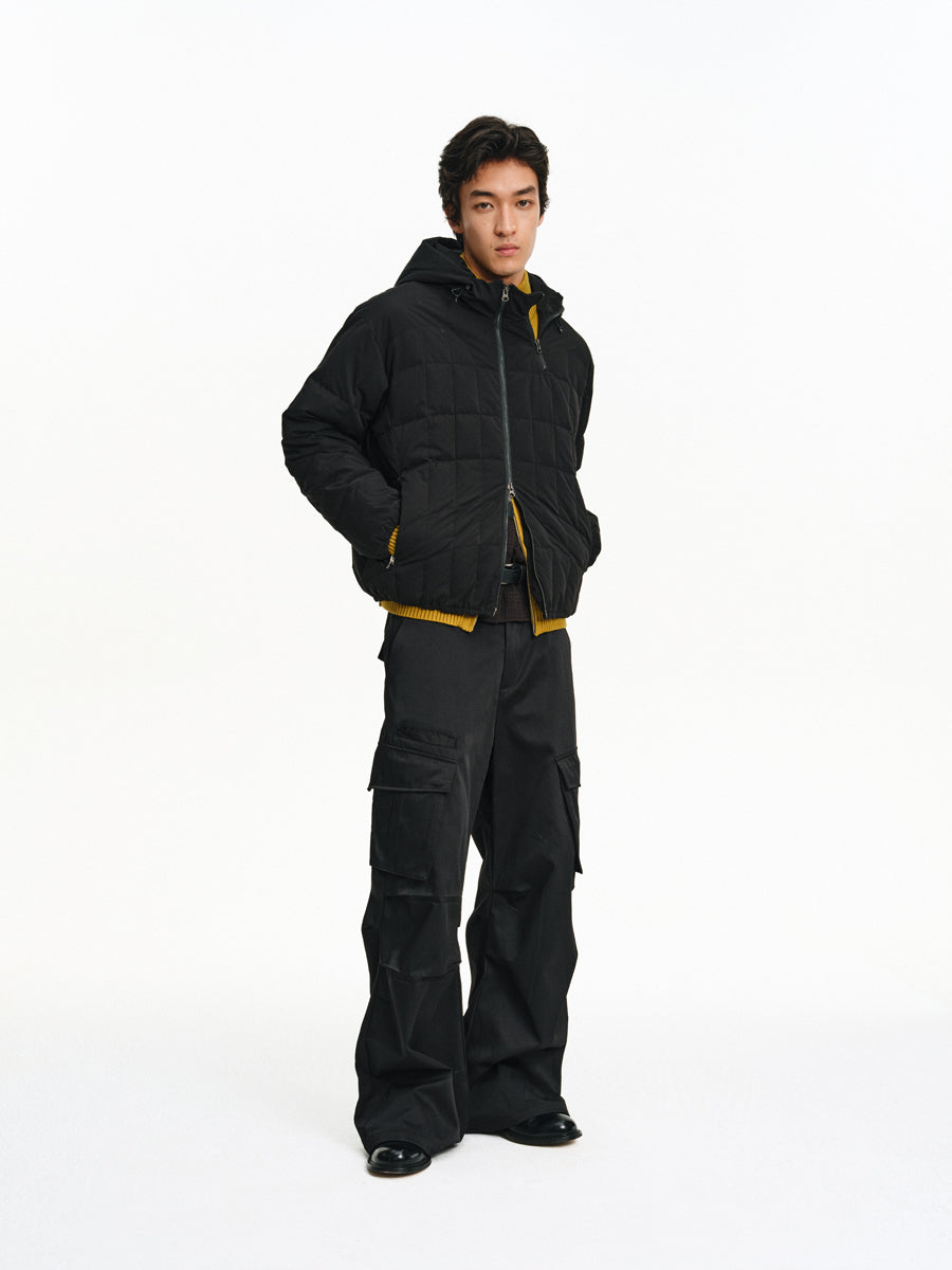 High-collar hooded down jacket