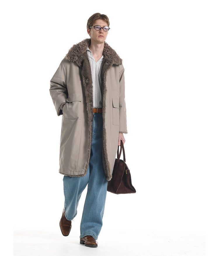 Reversible Faux Mink Fur Long Coat