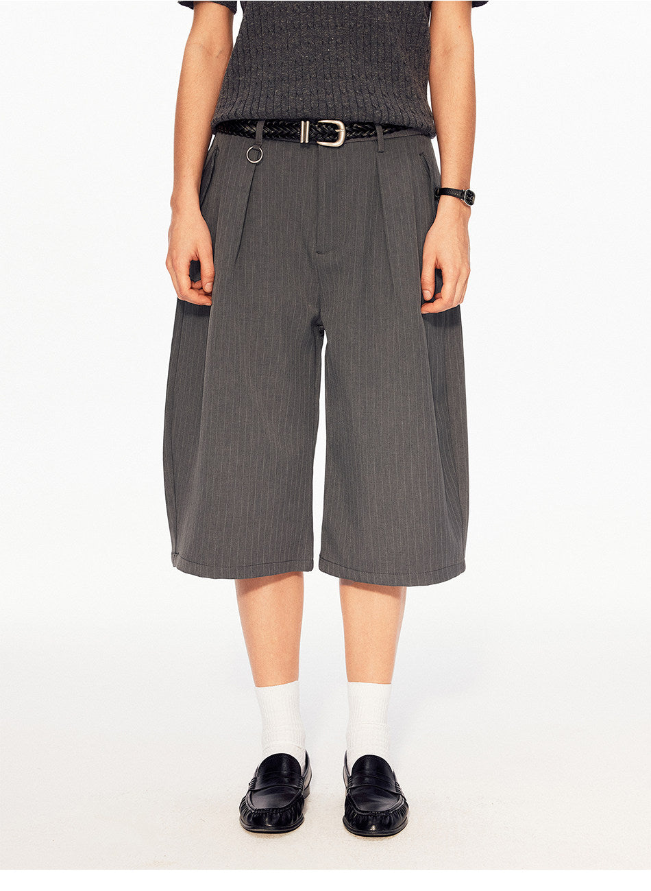 Striped Pleated Shorts
