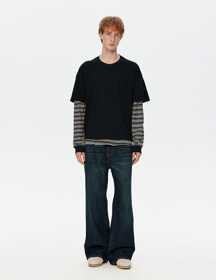 트렌디한 페이크 레이어드 티셔츠