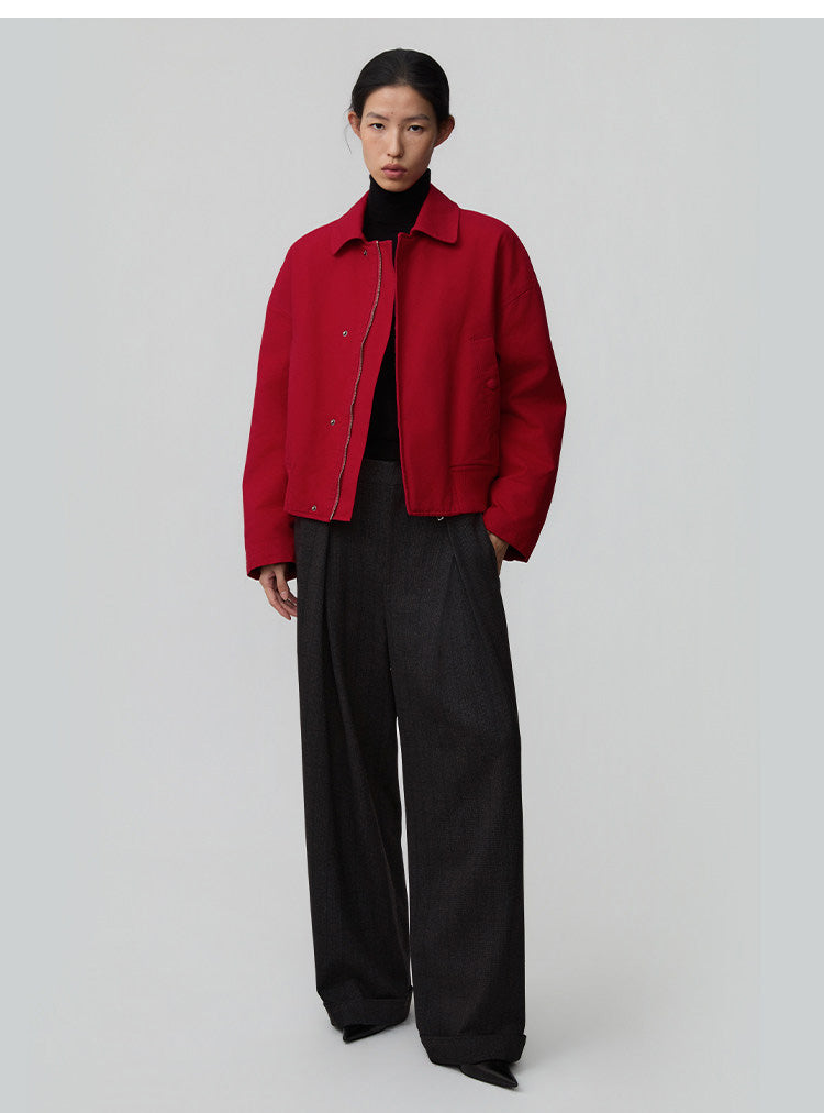 Double-Pleated Waist Casual Pants