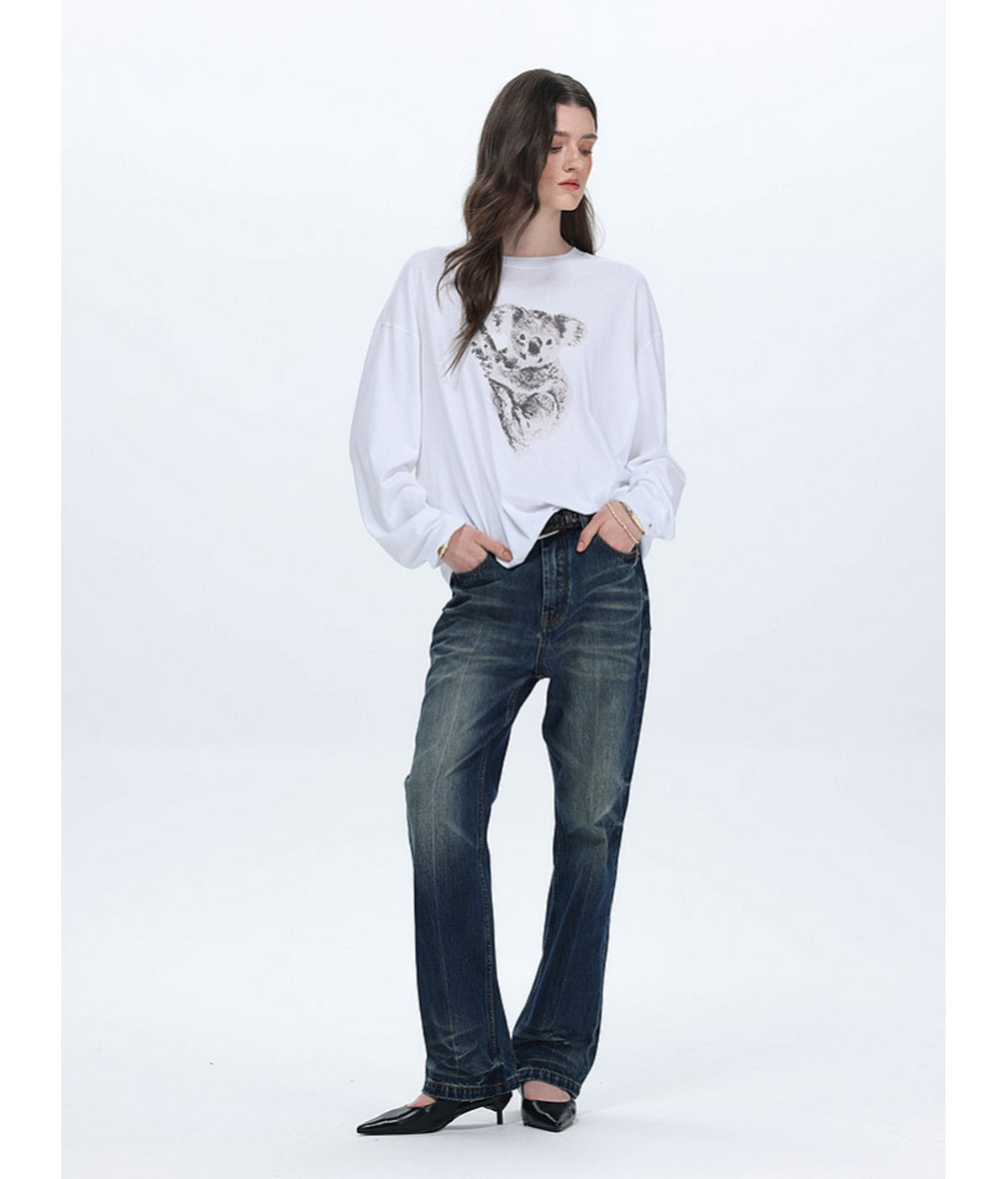 Vintage-Style Shrimp Line Jeans