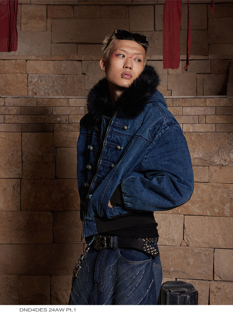 Heavy Denim Denim Jacket with Hood