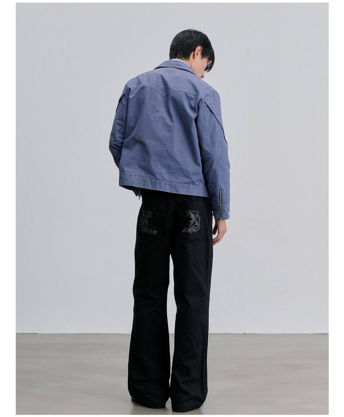 Embroidered Work Jacket with a Washed Finish