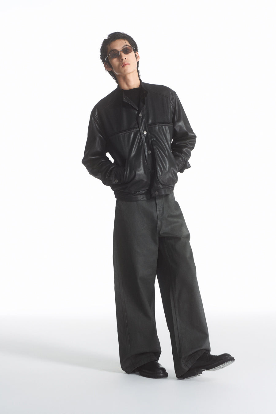 PU coated straight jeans