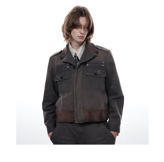 Damaged Workwear Lapel Cotton Jacket