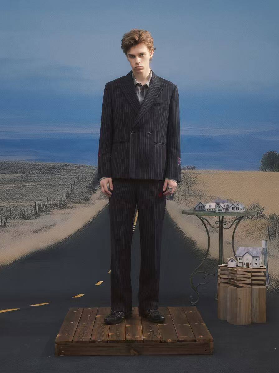Double-Breasted Wool Blazer Jacket
