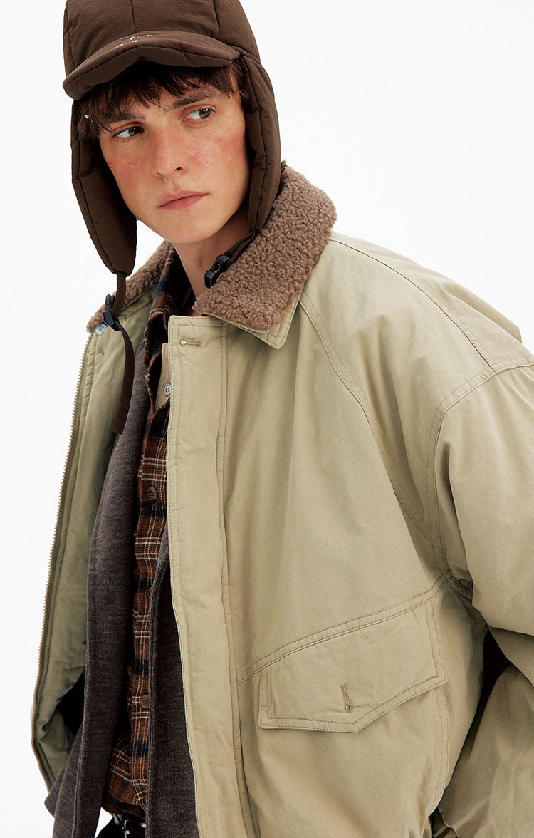 Detachable Lambswool Collar Jacket