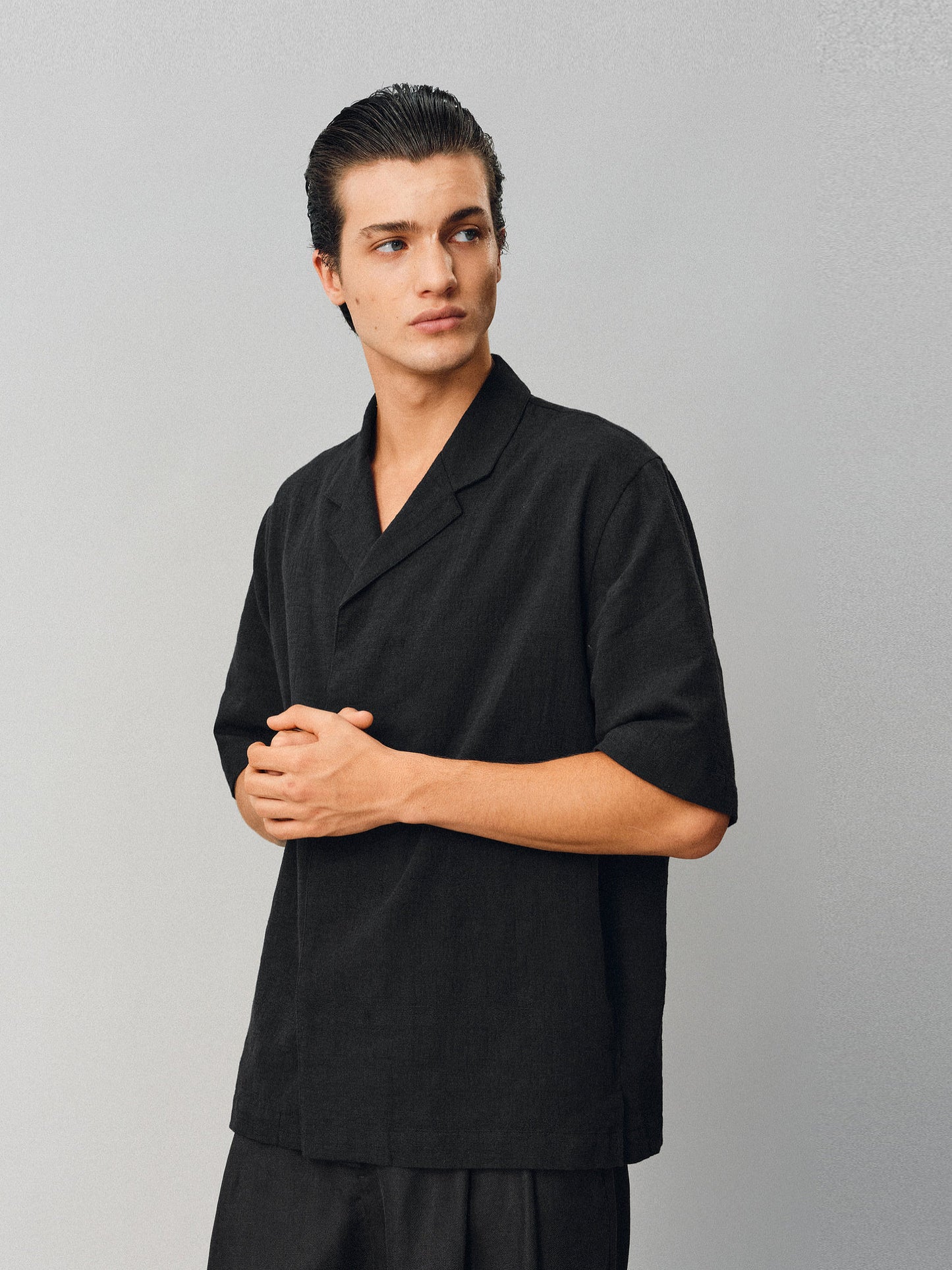 Textured Cuban-collar shirt